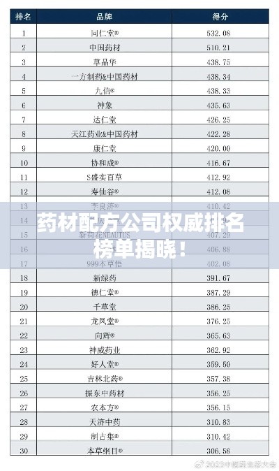 药材配方公司权威排名榜单揭晓！