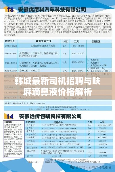 韩城最新司机招聘与呋麻滴鼻液价格解析
