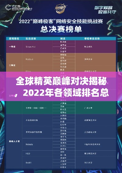 全球精英巅峰对决揭秘,2022年各领域排名总览