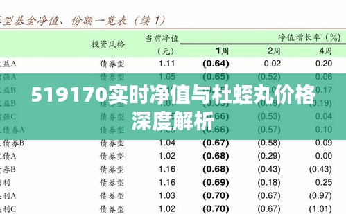 519170实时净值与杜蛭丸价格深度解析