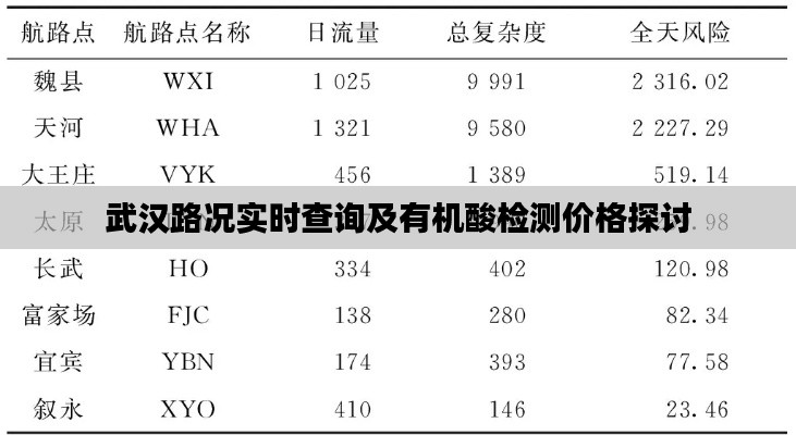 武汉路况实时查询及有机酸检测价格探讨