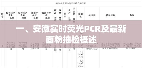 一、安徽实时荧光PCR及最新面粉抽检概述