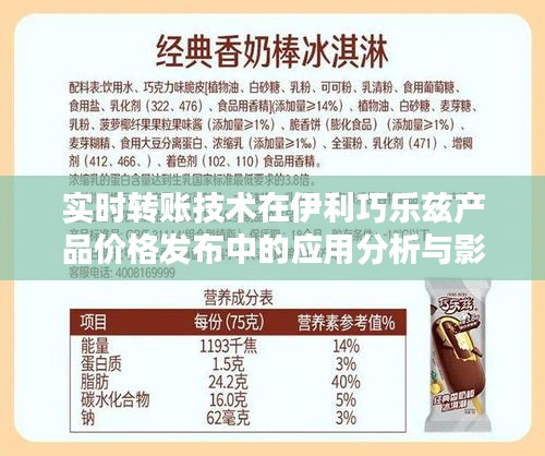 实时转账技术在伊利巧乐兹产品价格发布中的应用分析与影响探讨