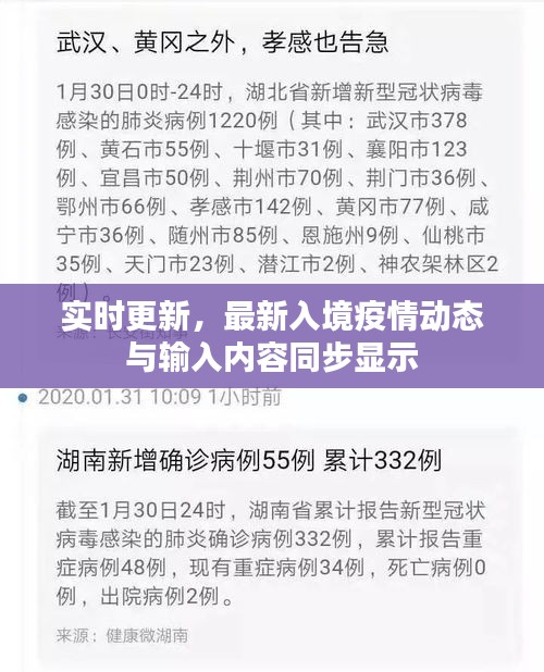 实时更新，最新入境疫情动态与输入内容同步显示