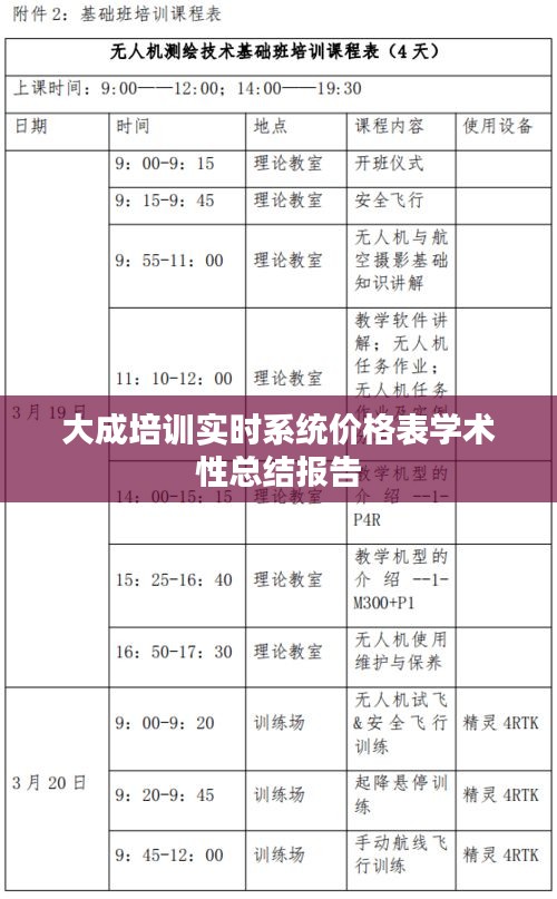 大成培训实时系统价格表学术性总结报告