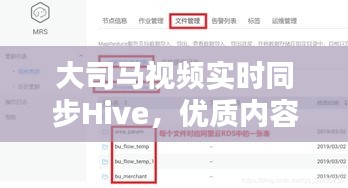 大司马视频实时同步Hive，优质内容与实时更新的完美结合