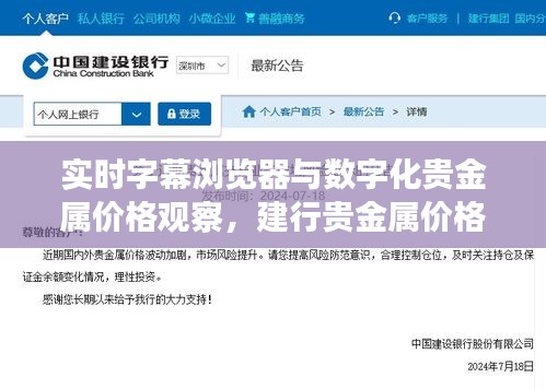 实时字幕浏览器与数字化贵金属价格观察，建行贵金属价格实时一览表