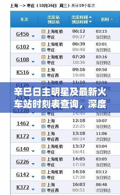 辛巳日主明星及最新火车站时刻表查询，深度解读与专家建议
